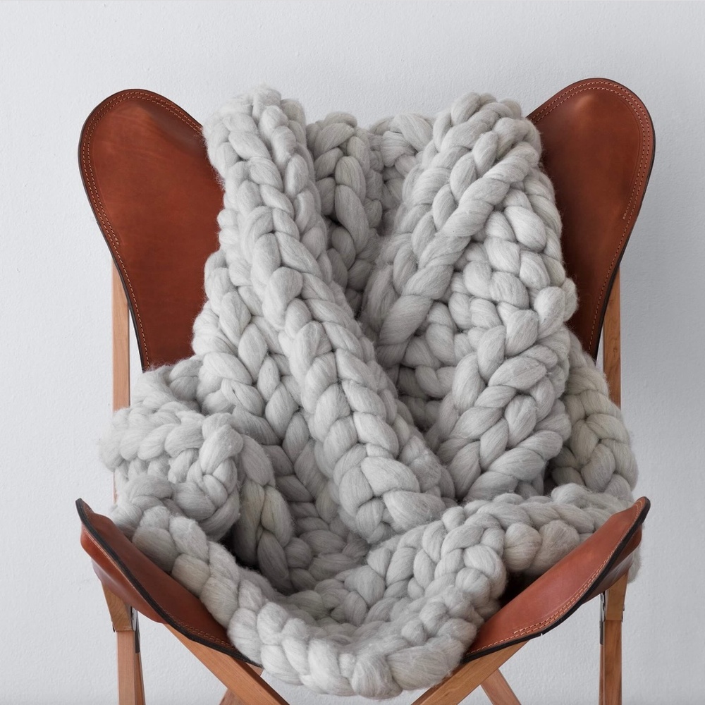 The Citizenry Chunky Knit Blanket - Light Gray